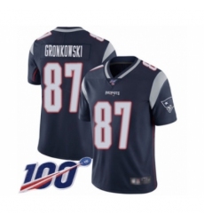 Men's New England Patriots #87 Rob Gronkowski Navy Blue Team Color Vapor Untouchable Limited Player 100th Season Football Jersey