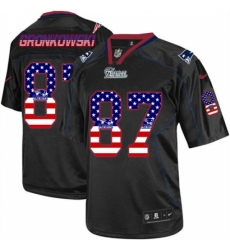 Men's Nike New England Patriots #87 Rob Gronkowski Elite Black USA Flag Fashion NFL Jersey