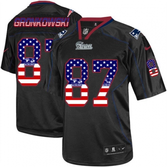 Men's Nike New England Patriots #87 Rob Gronkowski Elite Black USA Flag Fashion NFL Jersey Men's Nike New England Patriots #87 Rob Gronkowski Elite Black USA Flag Fashion NFL Jersey