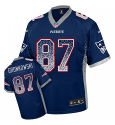 Men's Nike New England Patriots #87 Rob Gronkowski Elite Navy Blue Drift Fashion NFL Jersey