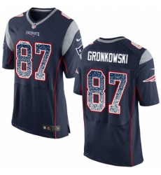 Men's Nike New England Patriots #87 Rob Gronkowski Elite Navy Blue Home Drift Fashion NFL Jersey