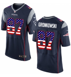 Men's Nike New England Patriots #87 Rob Gronkowski Elite Navy Blue Home USA Flag Fashion NFL Jersey Men's Nike New England Patriots #87 Rob Gronkowski Elite Navy Blue Home USA Flag Fashion NFL Jersey