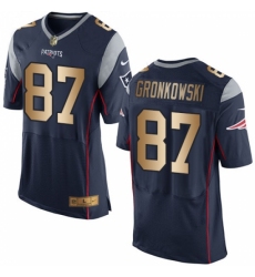 Men's Nike New England Patriots #87 Rob Gronkowski Elite Navy/Gold Team Color NFL Jersey