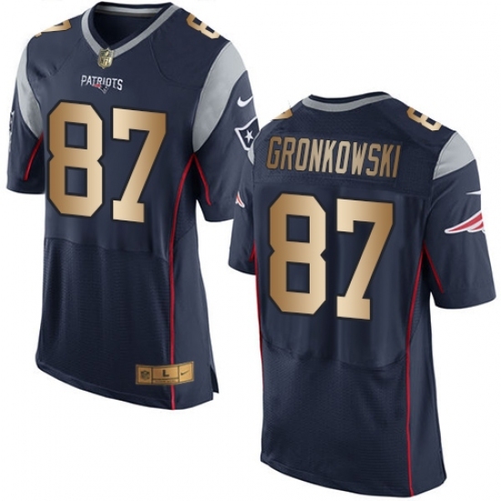 Men's Nike New England Patriots #87 Rob Gronkowski Elite Navy/Gold Team Color NFL Jersey Men's Nike New England Patriots #87 Rob Gronkowski Elite Navy/Gold Team Color NFL Jersey