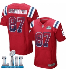 Men's Nike New England Patriots #87 Rob Gronkowski Elite Red Alternate Drift Fashion Super Bowl LII NFL Jersey