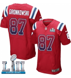 Men's Nike New England Patriots #87 Rob Gronkowski Elite Red Alternate Drift Fashion Super Bowl LII NFL Jersey Men's Nike New England Patriots #87 Rob Gronkowski Elite Red Alternate Drift Fashion Super Bowl LII NFL Jersey