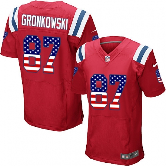 Men's Nike New England Patriots #87 Rob Gronkowski Elite Red Alternate USA Flag Fashion NFL Jersey Men's Nike New England Patriots #87 Rob Gronkowski Elite Red Alternate USA Flag Fashion NFL Jersey
