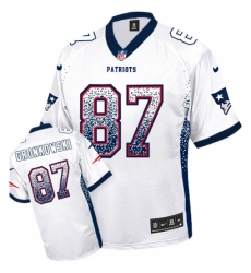 Men's Nike New England Patriots #87 Rob Gronkowski Elite White Drift Fashion NFL Jersey