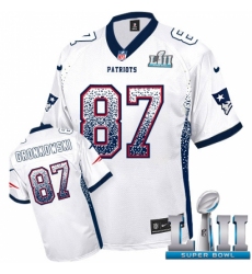 Men's Nike New England Patriots #87 Rob Gronkowski Elite White Drift Fashion Super Bowl LII NFL Jersey