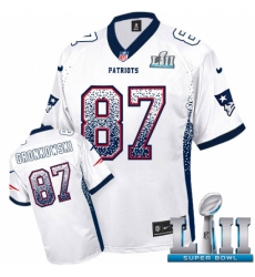 Men's Nike New England Patriots #87 Rob Gronkowski Elite White Drift Fashion Super Bowl LII NFL Jersey Men's Nike New England Patriots #87 Rob Gronkowski Elite White Drift Fashion Super Bowl LII NFL Jersey