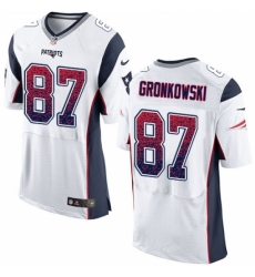 Men's Nike New England Patriots #87 Rob Gronkowski Elite White Road Drift Fashion NFL Jersey