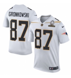 Men's Nike New England Patriots #87 Rob Gronkowski Elite White Team Rice 2016 Pro Bowl NFL Jersey