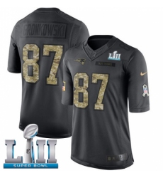 Men's Nike New England Patriots #87 Rob Gronkowski Limited Black 2016 Salute to Service Super Bowl LII NFL Jersey