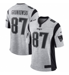 Men's Nike New England Patriots #87 Rob Gronkowski Limited Gray Gridiron II NFL Jersey