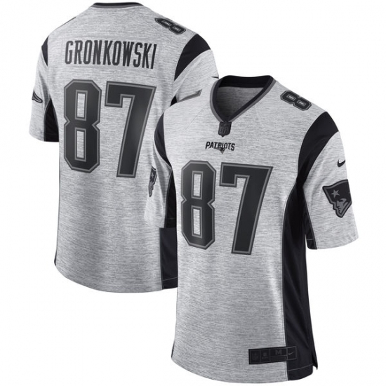 Men's Nike New England Patriots #87 Rob Gronkowski Limited Gray Gridiron II NFL Jersey Men's Nike New England Patriots #87 Rob Gronkowski Limited Gray Gridiron II NFL Jersey