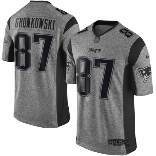 Men's Nike New England Patriots #87 Rob Gronkowski Limited Gray Gridiron NFL Jersey Men's Nike New England Patriots #87 Rob Gronkowski Limited Gray Gridiron NFL Jersey