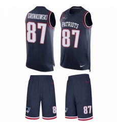 Men's Nike New England Patriots #87 Rob Gronkowski Limited Navy Blue Tank Top Suit NFL Jersey Men's Nike New England Patriots #87 Rob Gronkowski Limited Navy Blue Tank Top Suit NFL Jersey