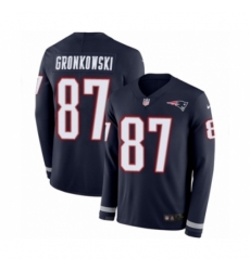 Men's Nike New England Patriots #87 Rob Gronkowski Limited Navy Blue Therma Long Sleeve NFL Jersey