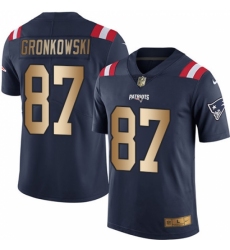 Men's Nike New England Patriots #87 Rob Gronkowski Limited Navy/Gold Rush NFL Jersey