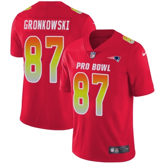 Men's Nike New England Patriots #87 Rob Gronkowski Limited Red 2018 Pro Bowl NFL Jersey Men's Nike New England Patriots #87 Rob Gronkowski Limited Red 2018 Pro Bowl NFL Jersey