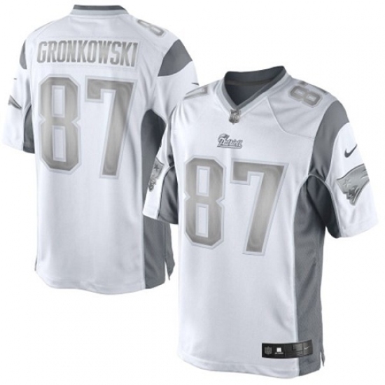 Men's Nike New England Patriots #87 Rob Gronkowski Limited White Platinum NFL Jersey Men's Nike New England Patriots #87 Rob Gronkowski Limited White Platinum NFL Jersey