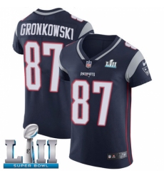 Men's Nike New England Patriots #87 Rob Gronkowski Navy Blue Team Color Vapor Untouchable Elite Player Super Bowl LII NFL Jersey