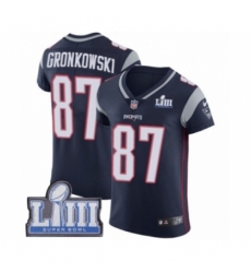 Men's Nike New England Patriots #87 Rob Gronkowski Navy Blue Team Color Vapor Untouchable Elite Player Super Bowl LIII Bound NFL Jersey Men's Nike New England Patriots #87 Rob Gronkowski Navy Blue Team Color Vapor Untouchable Elite Player Super Bowl LIII Bound NFL Jersey