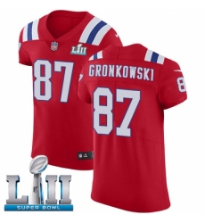 Men's Nike New England Patriots #87 Rob Gronkowski Red Alternate Vapor Untouchable Elite Player Super Bowl LII NFL Jersey