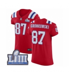Men's Nike New England Patriots #87 Rob Gronkowski Red Alternate Vapor Untouchable Elite Player Super Bowl LIII Bound NFL Jersey Men's Nike New England Patriots #87 Rob Gronkowski Red Alternate Vapor Untouchable Elite Player Super Bowl LIII Bound NFL Jersey