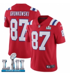 Men's Nike New England Patriots #87 Rob Gronkowski Red Alternate Vapor Untouchable Limited Player Super Bowl LII NFL Jersey