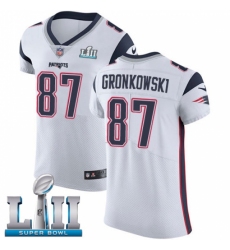 Men's Nike New England Patriots #87 Rob Gronkowski White Vapor Untouchable Elite Player Super Bowl LII NFL Jersey