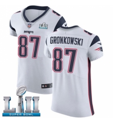 Men's Nike New England Patriots #87 Rob Gronkowski White Vapor Untouchable Elite Player Super Bowl LII NFL Jersey Men's Nike New England Patriots #87 Rob Gronkowski White Vapor Untouchable Elite Player Super Bowl LII NFL Jersey