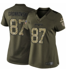 Women's Nike New England Patriots #87 Rob Gronkowski Elite Green Salute to Service NFL Jersey Women's Nike New England Patriots #87 Rob Gronkowski Elite Green Salute to Service NFL Jersey