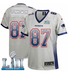 Women's Nike New England Patriots #87 Rob Gronkowski Elite Grey Drift Fashion Super Bowl LII NFL Jersey