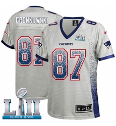 Women's Nike New England Patriots #87 Rob Gronkowski Elite Grey Drift Fashion Super Bowl LII NFL Jersey Women's Nike New England Patriots #87 Rob Gronkowski Elite Grey Drift Fashion Super Bowl LII NFL Jersey