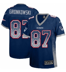 Women's Nike New England Patriots #87 Rob Gronkowski Elite Navy Blue Drift Fashion NFL Jersey