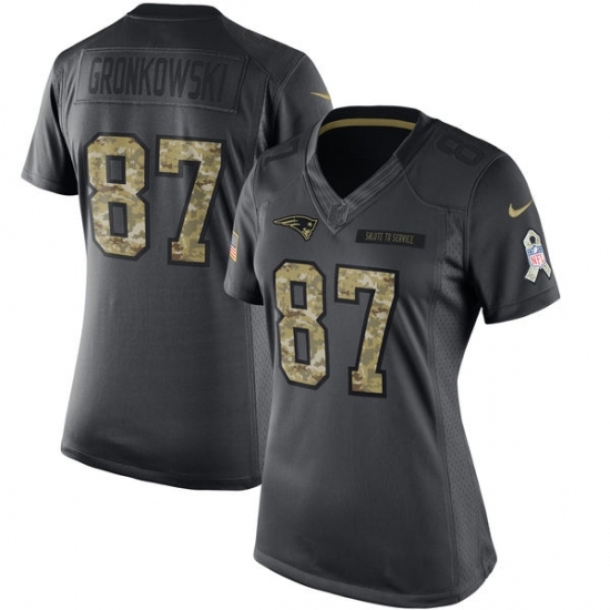 Women's Nike New England Patriots #87 Rob Gronkowski Limited Black 2016 Salute to Service NFL Jersey Women's Nike New England Patriots #87 Rob Gronkowski Limited Black 2016 Salute to Service NFL Jersey