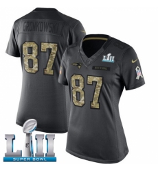 Women's Nike New England Patriots #87 Rob Gronkowski Limited Black 2016 Salute to Service Super Bowl LII NFL Jersey