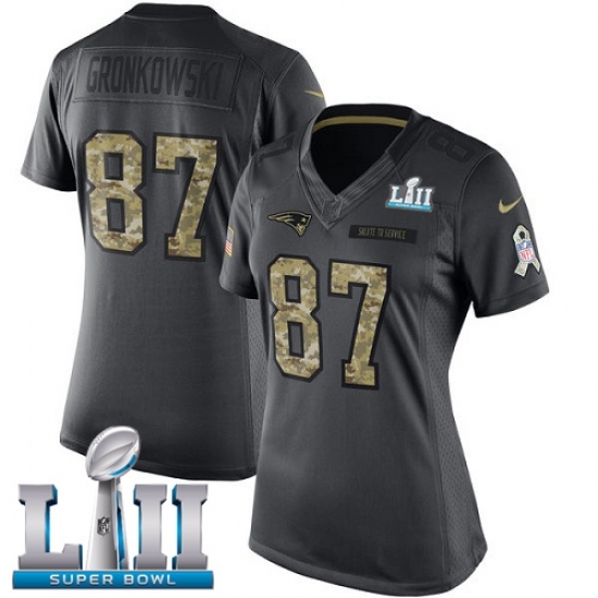 Women's Nike New England Patriots #87 Rob Gronkowski Limited Black 2016 Salute to Service Super Bowl LII NFL Jersey Women's Nike New England Patriots #87 Rob Gronkowski Limited Black 2016 Salute to Service Super Bowl LII NFL Jersey