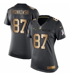 Women's Nike New England Patriots #87 Rob Gronkowski Limited Black/Gold Salute to Service NFL Jersey