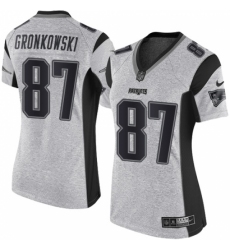 Women's Nike New England Patriots #87 Rob Gronkowski Limited Gray Gridiron II NFL Jersey
