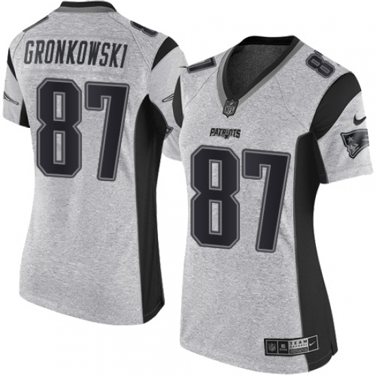 Women's Nike New England Patriots #87 Rob Gronkowski Limited Gray Gridiron II NFL Jersey Women's Nike New England Patriots #87 Rob Gronkowski Limited Gray Gridiron II NFL Jersey