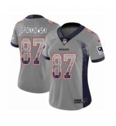 Women's Nike New England Patriots #87 Rob Gronkowski Limited Gray Rush Drift Fashion NFL Jersey