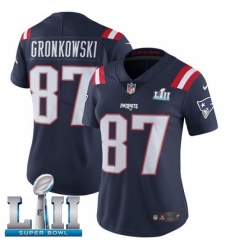 Women's Nike New England Patriots #87 Rob Gronkowski Limited Navy Blue Rush Vapor Untouchable Super Bowl LII NFL Jersey Women's Nike New England Patriots #87 Rob Gronkowski Limited Navy Blue Rush Vapor Untouchable Super Bowl LII NFL Jersey