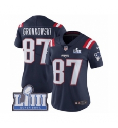 Women's Nike New England Patriots #87 Rob Gronkowski Limited Navy Blue Rush Vapor Untouchable Super Bowl LIII Bound NFL Jersey
