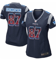 Women's Nike New England Patriots #87 Rob Gronkowski Limited Navy Blue Strobe NFL Jersey