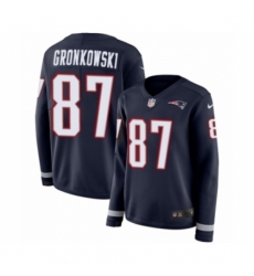 Women's Nike New England Patriots #87 Rob Gronkowski Limited Navy Blue Therma Long Sleeve NFL Jersey Women's Nike New England Patriots #87 Rob Gronkowski Limited Navy Blue Therma Long Sleeve NFL Jersey