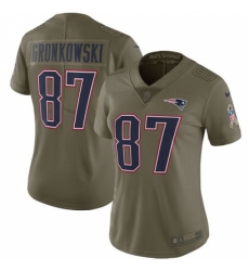 Women's Nike New England Patriots #87 Rob Gronkowski Limited Olive 2017 Salute to Service NFL Jersey