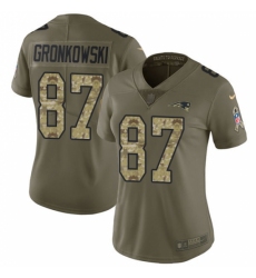 Women's Nike New England Patriots #87 Rob Gronkowski Limited Olive/Camo 2017 Salute to Service NFL Jersey