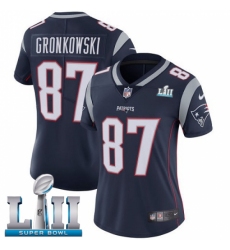 Women's Nike New England Patriots #87 Rob Gronkowski Navy Blue Team Color Vapor Untouchable Limited Player Super Bowl LII NFL Jersey